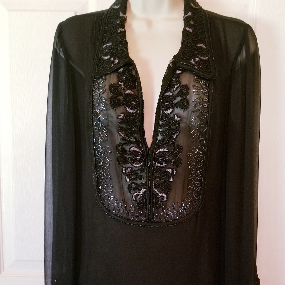 Emma Black - Black Sheer Beaded Blouse